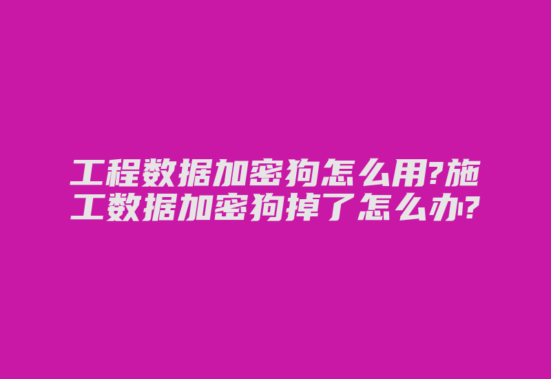 工程数据加密狗怎么用?施工数据加密狗掉了怎么办?-单片机解密网