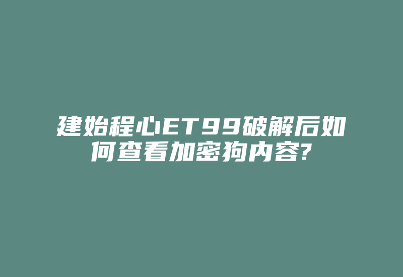 建始程心ET99破解后如何查看加密狗内容?-单片机解密网