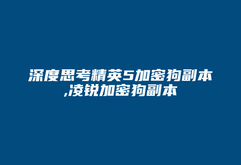 深度思考精英5加密狗副本,凌锐加密狗副本-单片机解密网