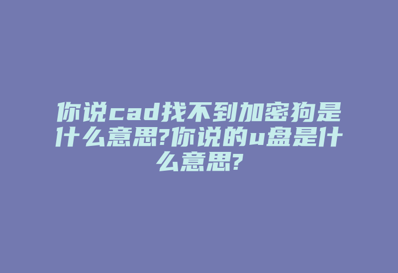 你说cad找不到加密狗是什么意思?你说的u盘是什么意思?-单片机解密网