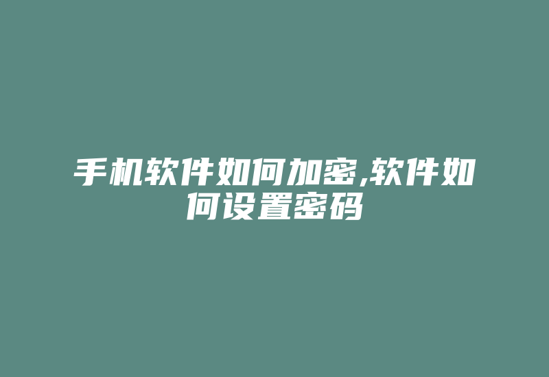 手机软件如何加密,软件如何设置密码-单片机解密网