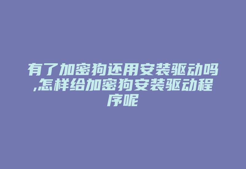 有了加密狗还用安装驱动吗,怎样给加密狗安装驱动程序呢-单片机解密网