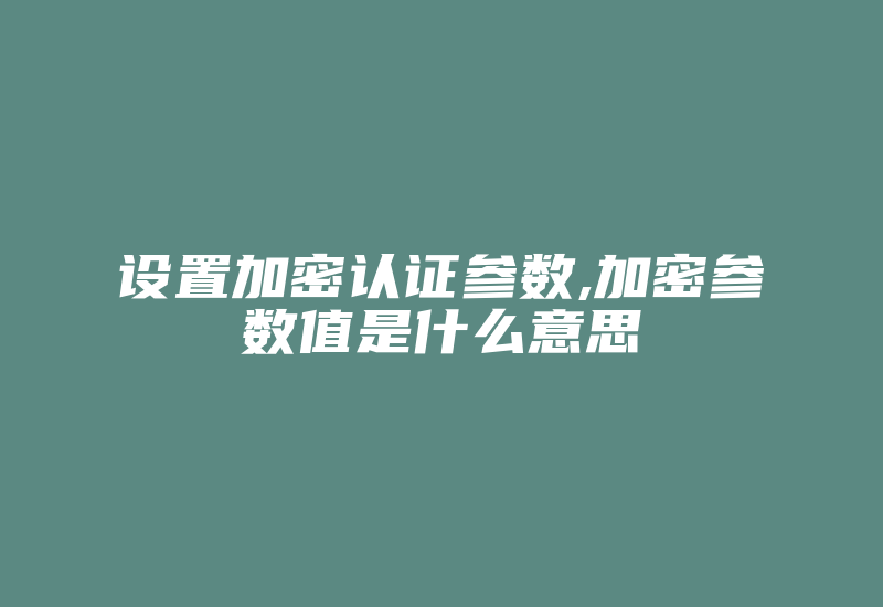 设置加密认证参数,加密参数值是什么意思-单片机解密网